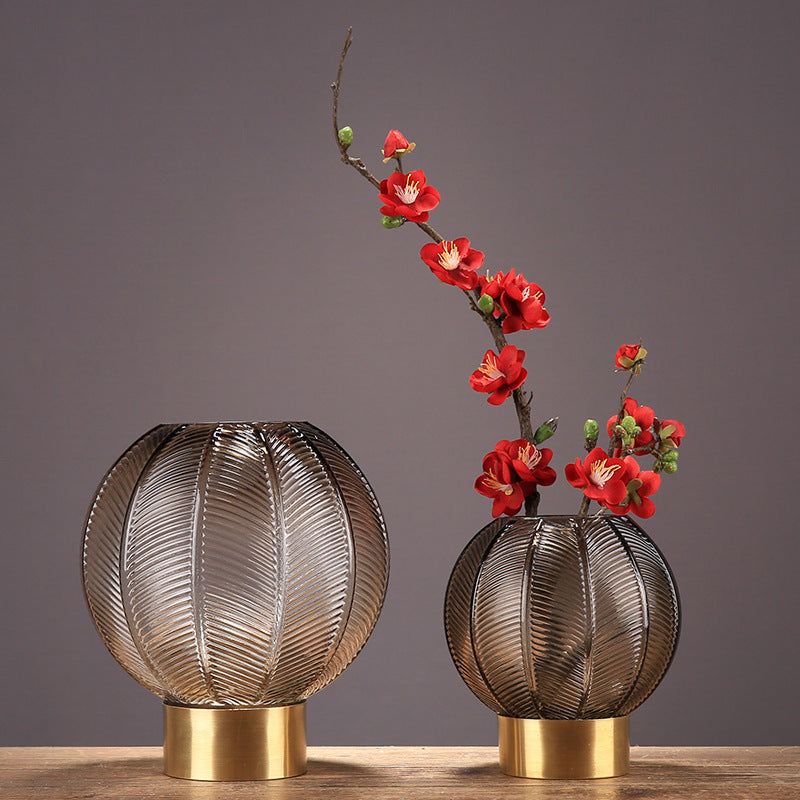 Soft Decoration Flower Arrangement Home Living Room Round Glass